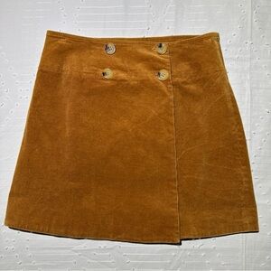 Sugar + Lips Corduroy Mini Skirt Womens Small Brown Button Front A-Line